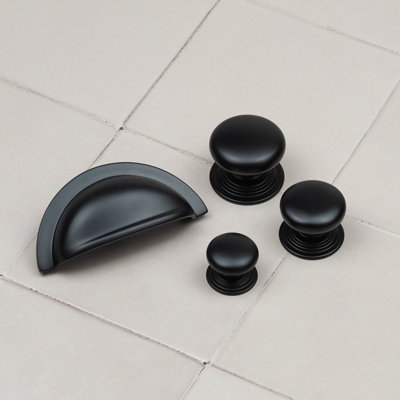 76mm Matt Black Cabinet Cup Handle Shell Kitchen Cupboard Door Drawer Pull Wardrobe Furniture