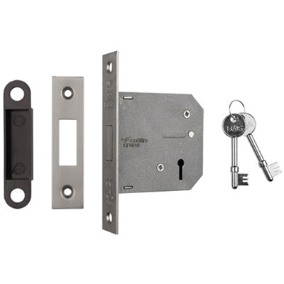 76mm Residential Standard Profile Deadlock - Satin Nickel - BS EN 12209 Lock