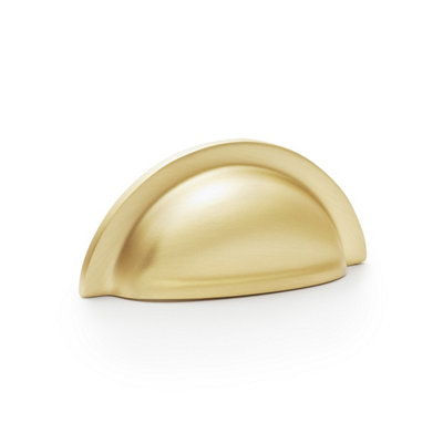 76mm Satin Brass Cabinet Cup Handle Shell Kitchen Cupboard Door Drawer ...