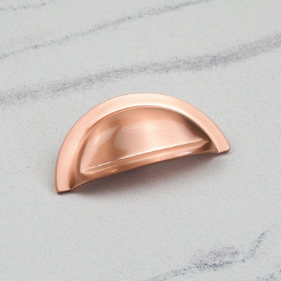 76mm Satin Copper Cabinet Cup Handle Rose Gold Cupboard Door Drawer Pull Bathroom Bedroom Furniture Replacement
