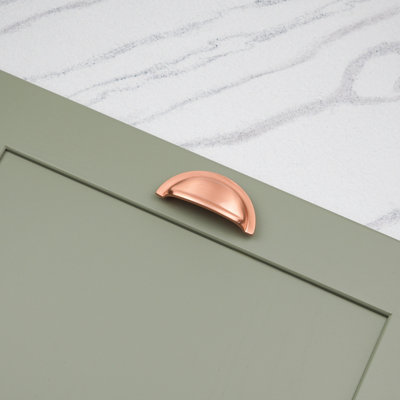 76mm Satin Copper Cabinet Cup Handle Rose Gold Cupboard Door Drawer Pull Bathroom Bedroom Furniture Replacement