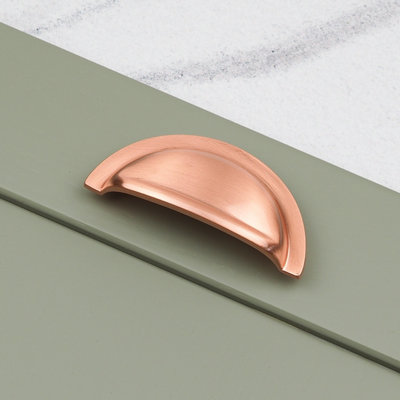 76mm Satin Copper Cabinet Cup Handle Rose Gold Cupboard Door Drawer Pull Bathroom Bedroom Furniture Replacement