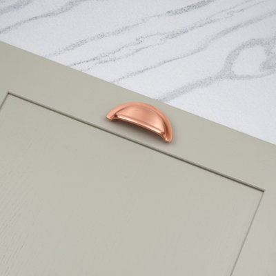 76mm Satin Copper Cabinet Cup Handle Rose Gold Cupboard Door Drawer Pull Bathroom Bedroom Furniture Replacement