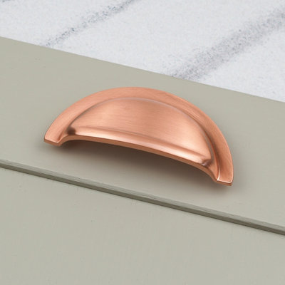 76mm Satin Copper Cabinet Cup Handle Rose Gold Cupboard Door Drawer Pull Bathroom Bedroom Furniture Replacement