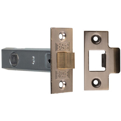 76mm Standard Tubular Door Latch Square Strike Plate & Forend Florentine Bronze