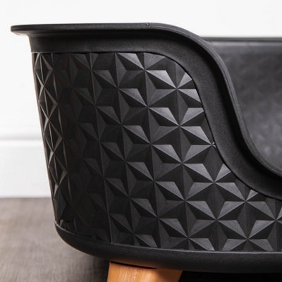 770 x 580 Black Plastic Raised Pet Basket with Legs - 6