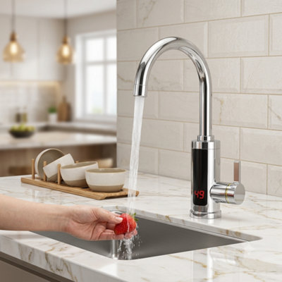 - Electric Instant Hot Water Tap 360 Kitchen Bathroom Heater Faucet Mixer