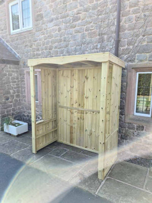 Churnet Valley Garden Furniture Ltd Large Poly Smoking Vaping Shelter - Outdoor Gazebo - Timber - L85 X W170 X H205 Cm - Minimal Assembly Required