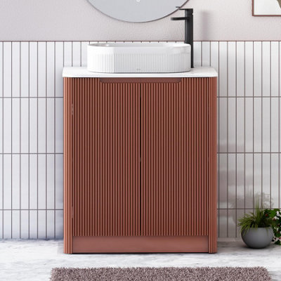 B&Q -  Avenza 700mm Terracotta Clay Floor Standing Bathroom Vanity Unit 2 Door With Lyon Basin
