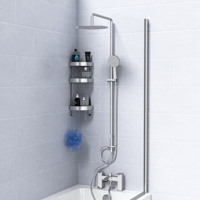 B&Q -  Modern Exposed Shower Mixer Handset & Bath Shower Mixer