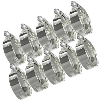 B&Q -  Autosiliconehoses 70mm To 90mm Worm Drive Hose ClampStainless Steel Hose Clips Pipe Clamp10 Pack