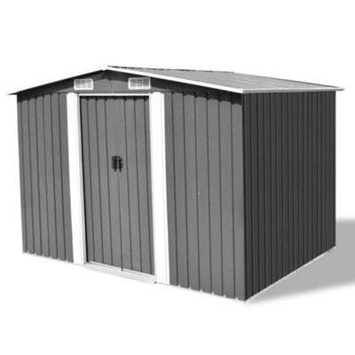 Berkfield Garden Storage Shed Grey Metal 257X205X178 Cm-26964 