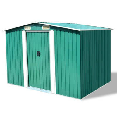 Berkfield Garden Storage Shed Green Metal 257X205X178 Cm