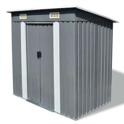 Berkfield Garden Shed Grey Metal