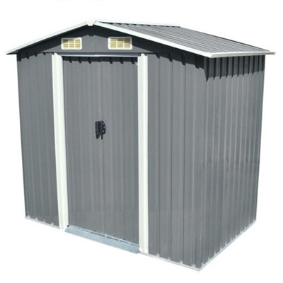 Berkfield Garden Storage Shed Grey Metal 204X132X186 Cm