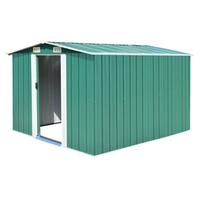 Berkfield Garden Shed 257X298X178 Cm Metal Green