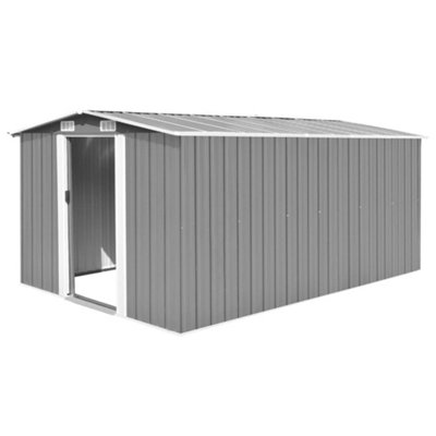 Berkfield Garden Shed 257X392X181 Cm Metal Grey