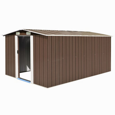 Berkfield Garden Shed 257X392X181 Cm Metal Brown