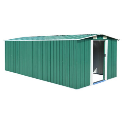 Berkfield Garden Shed 257X489X181 Cm Metal Green