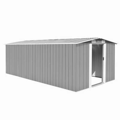 Berkfield Garden Shed 257X489X181 Cm Metal Grey