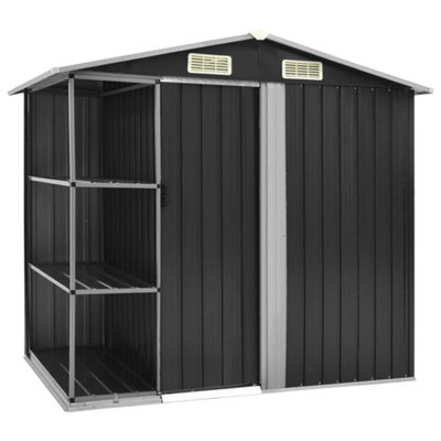 Berkfield Garden Shed With Rack Anthracite 205X130X183 Cm Iron