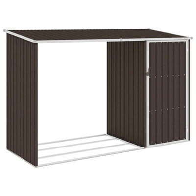 Berkfield Garden Firewood Shed Brown 245X98X159 Cm Galvanised Steel-27016