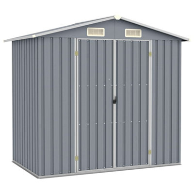 Berkfield Garden Shed Grey 205X129X183 Cm Galvanised Steel-27018