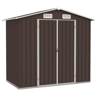 Berkfield Garden Shed Brown 205X129X183 Cm Galvanised Steel