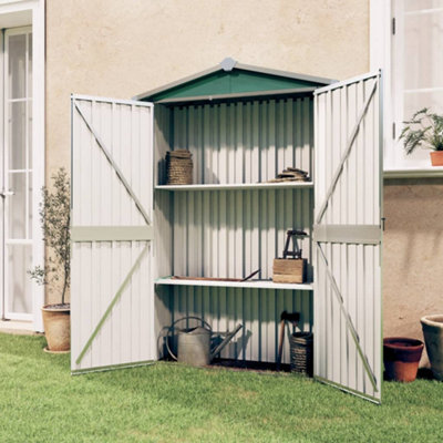 Berkfield Garden Shed Green 107.5X46X183 Cm Galvanised Steel