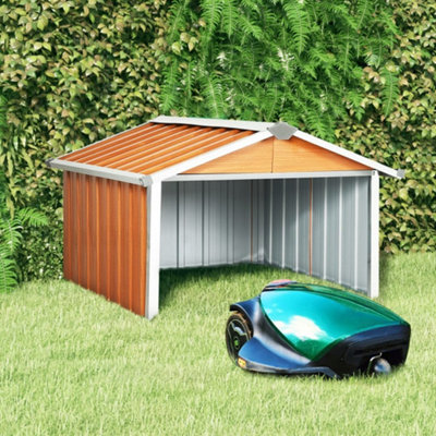 Berkfield Garden Robot Lawnmower Shed 92X97X63 Cm Galvanised Steel Brown