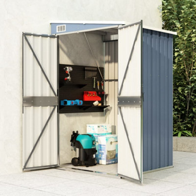 Berkfield Wall-Mounted Garden Shed Grey 118X100X178 Cm Galvanised Steel