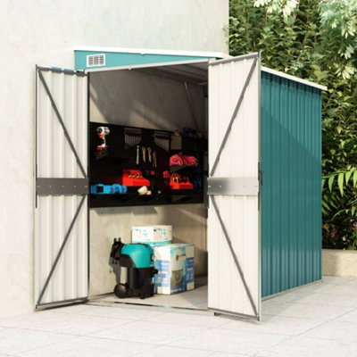 Berkfield Wall-Mounted Garden Shed Green 118X194X178 Cm Galvanised Steel