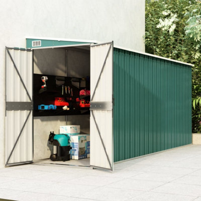 Berkfield Wall-Mounted Garden Shed Green 118X382X178 Cm Galvanised Steel