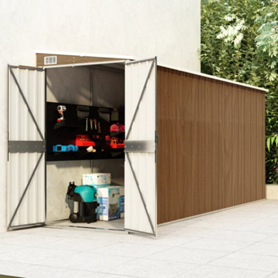 Berkfield Wall-Mounted Garden Shed Brown 118X382X178 Cm Galvanised Steel