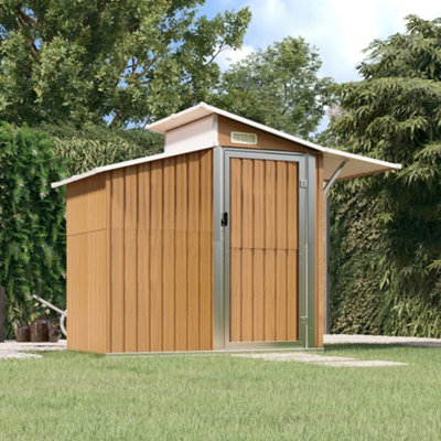 Berkfield Garden Shed Brown 270X130X208.5 Cm Galvanised Steel