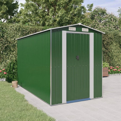 Berkfield Garden Shed Green 192X357X223 Cm Galvanised Steel