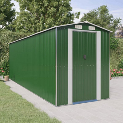 Berkfield Garden Shed Green 192X606X223 Cm Galvanised Steel