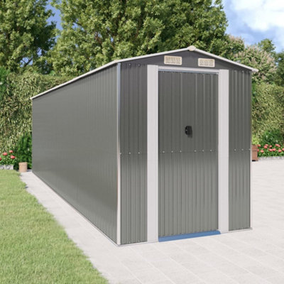 Berkfield Garden Shed Light Grey 192X689X223 Cm Galvanised Steel-27111 