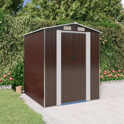 Berkfield Garden Shed Dark Brown 192X191X223 Cm Galvanised Steel