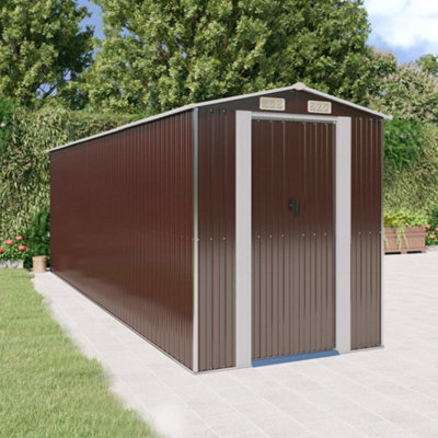 Berkfield Garden Shed Dark Brown 192X606X223 Cm Galvanised Steel