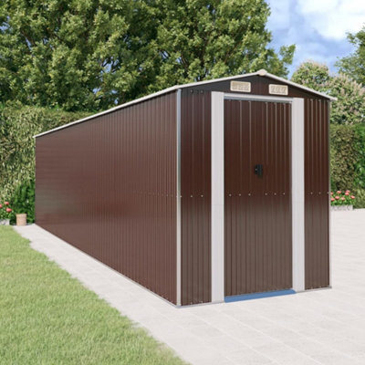 Berkfield Garden Shed Dark Brown 192X772X223 Cm Galvanised Steel