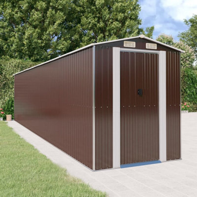 Berkfield Garden Shed Dark Brown 192X855X223 Cm Galvanised Steel