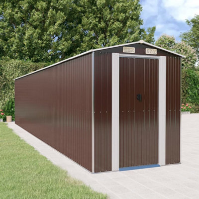 Berkfield Garden Shed Dark Brown 192X938X223 Cm Galvanised Steel