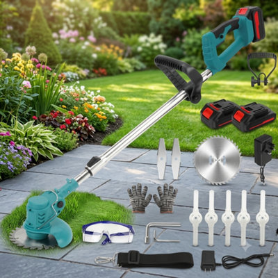  - Cordless Grass Trimmer Strimmer 21V Electric Garden Edger Weed Cutter2 Batteries