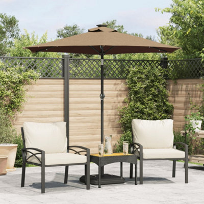 B&Q -  Garden Parasol With Leds And Steel Pole Taupe 225X225X212Cm