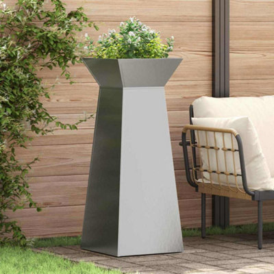 B&Q -  Garden Pillar Planters 2 Pcs With Bowl 40X40X100 Cm Stainless Steel