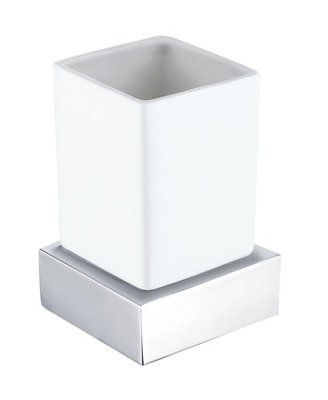 B&Q -  Chrome Square Modern Tumbler & Holder