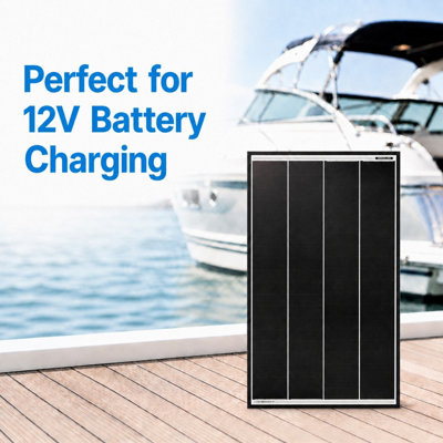 B&Q -  Solar Panel 30W For 12V Battery Shade Resistant Parallel Cell Monocrystalline Perc With Blocking Diode For Caravan Boat Rv