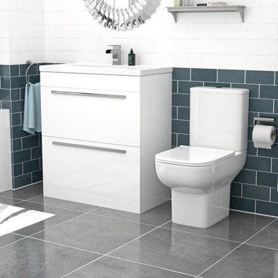 B&Q -  800mm White Drawers Basin Vanity Unit Square Close Coupled Toilet