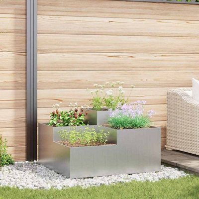 B&Q -  Garden Planter Silver 80 X 80 X 48 Cm Galvanised Steel